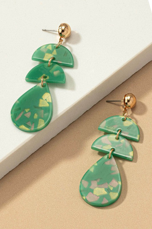 Acetate Drop Earrings Green