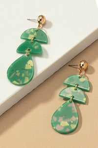 Acetate Drop Earrings Green