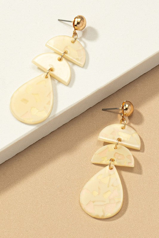 Acetate Drop Earrings Cream