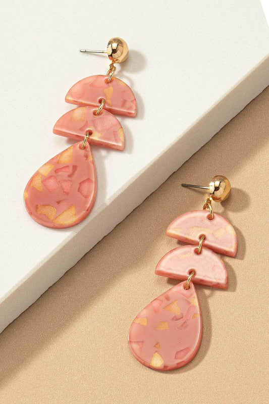 Acetate Drop Earrings Pink