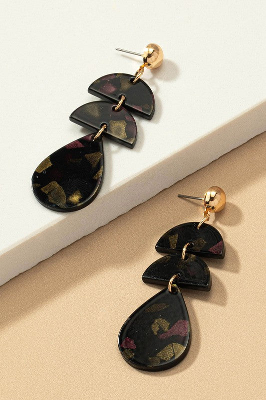 Acetate Drop Earrings Black