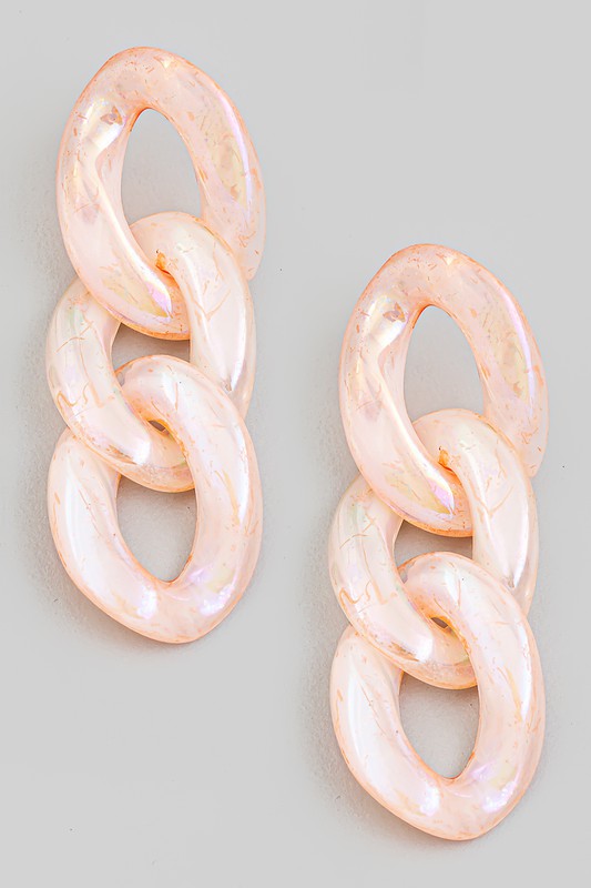 Acetate Chain Link Dangle Earrings Pink