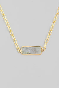 Rectangle Charm Necklace Grey