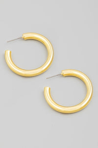 Open Circle C Hoop Earrings Gold