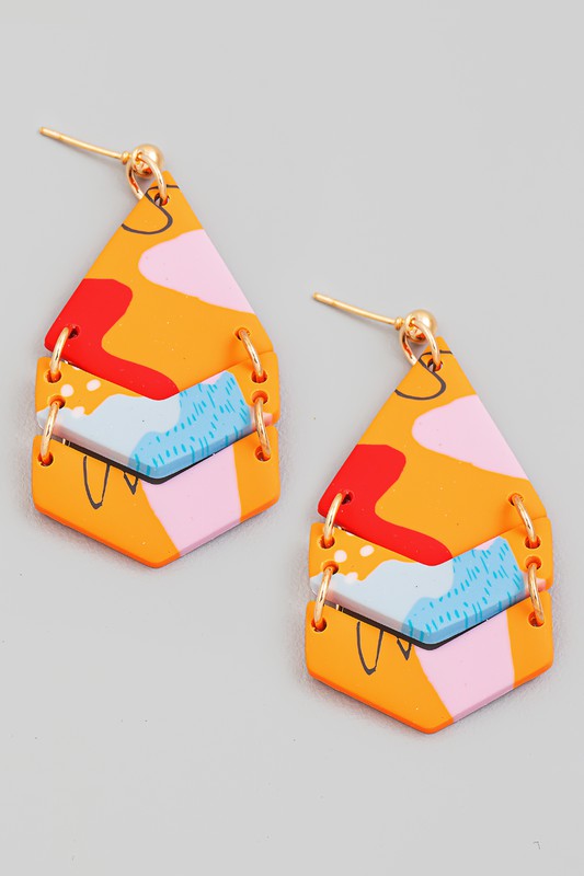 Geo Shape Drop Earrings OR