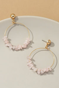 Dangling Stone Chip Hoops Rose