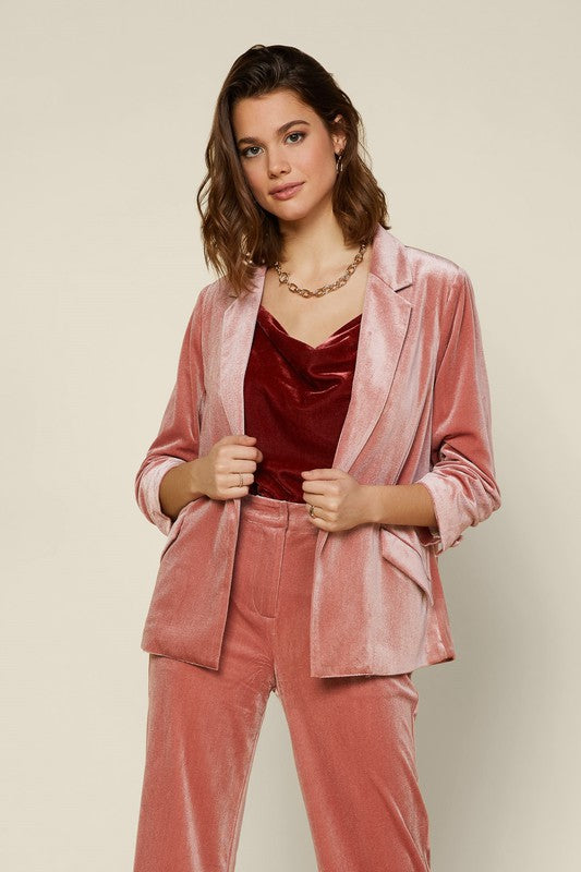 Velvet Blazer Rose