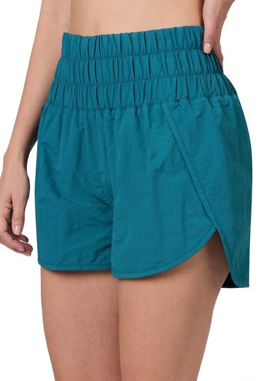 Smocked Waistband Shorts Teal