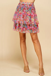 Double Layered Floral Print Skirt