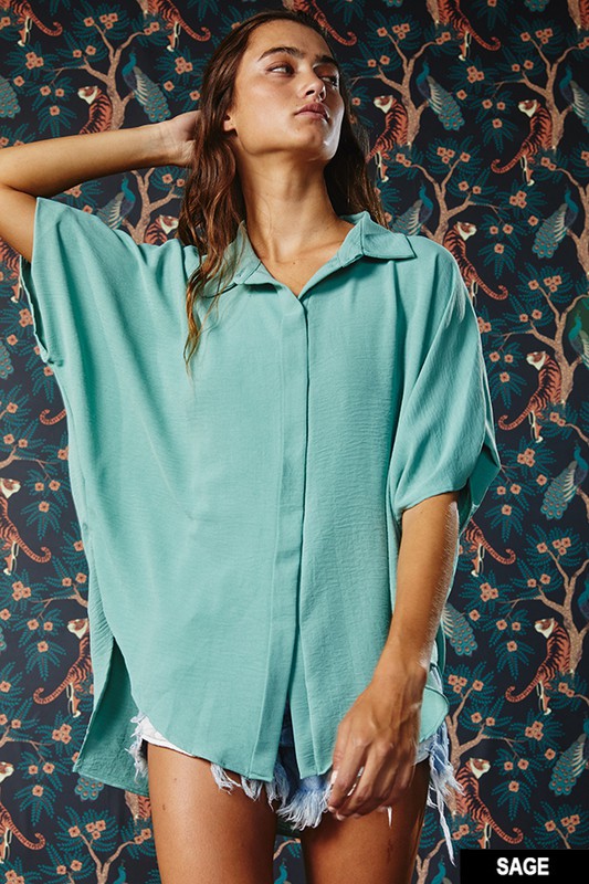 Oversized Dolman Sleeve Top Sage