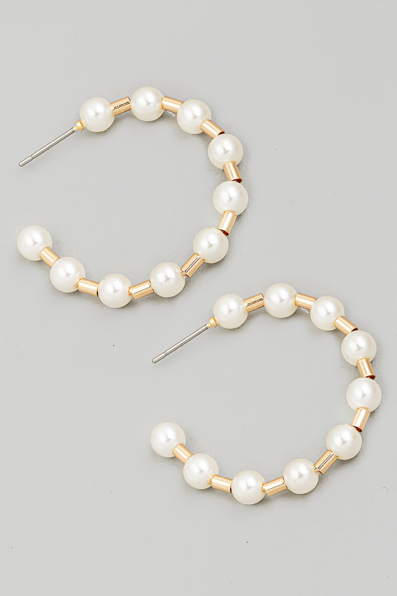Pearl Beaded Circle Hoop