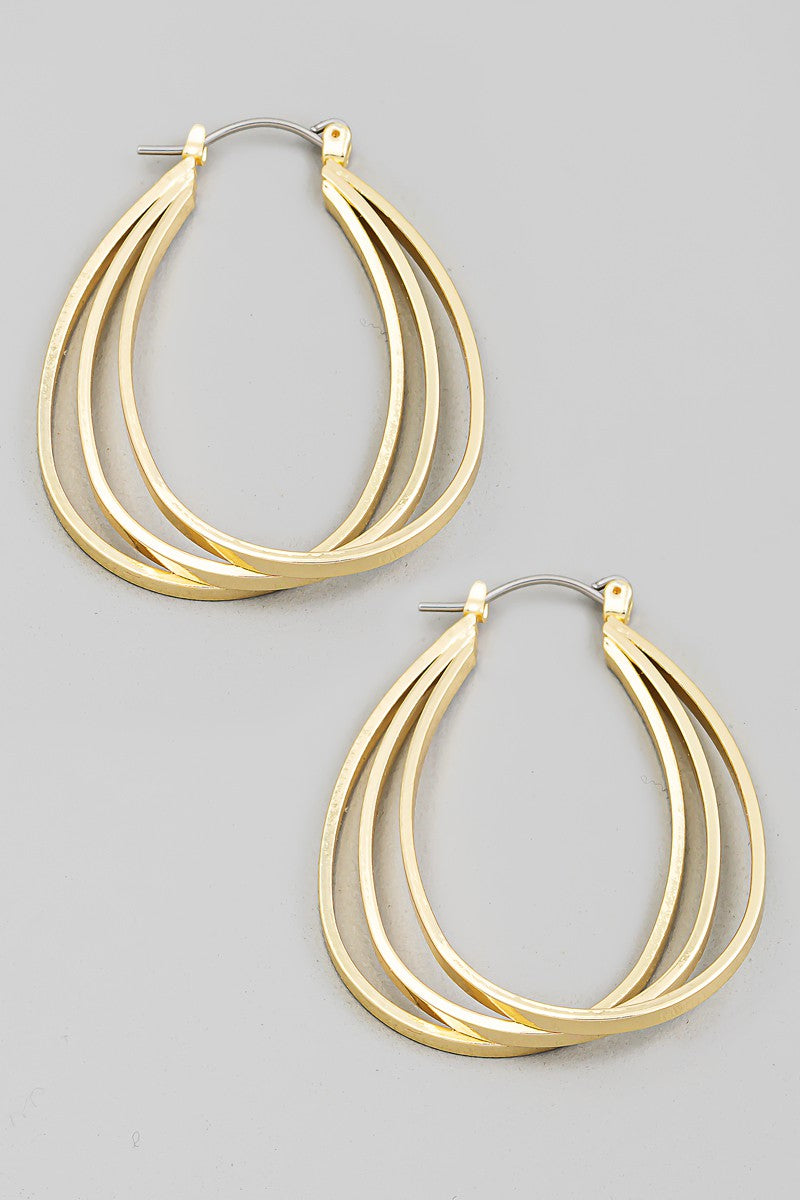 Layered Oval Pincatch Hoop Gold