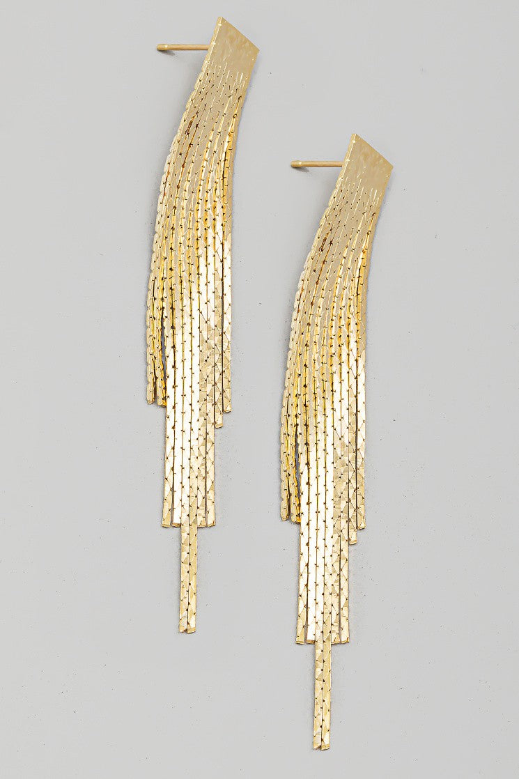 Metallic Chain Fringe Earrings