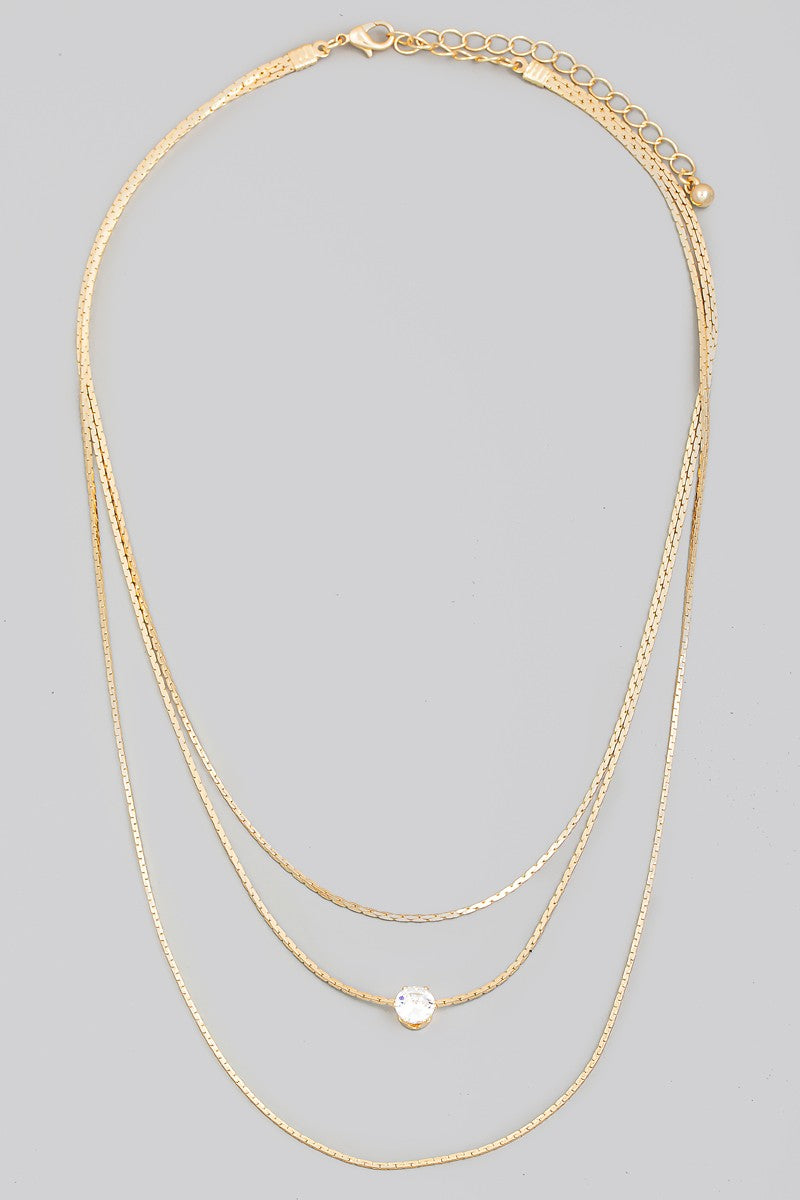 Triple Layered Chain Necklace Gold