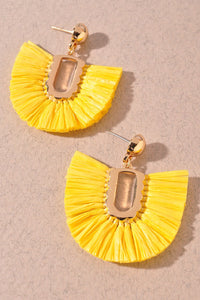 Raffia Dangle Earrings Yellow