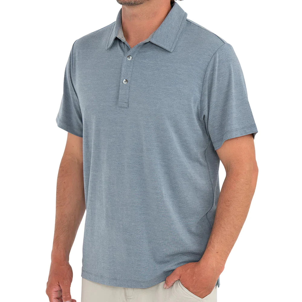 Free Fly Bamboo Flex Polo - Heather Blue Dusk