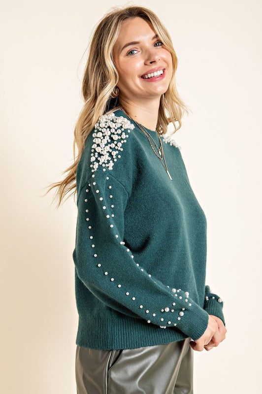 Pearl Shoulder Sweater Hunter