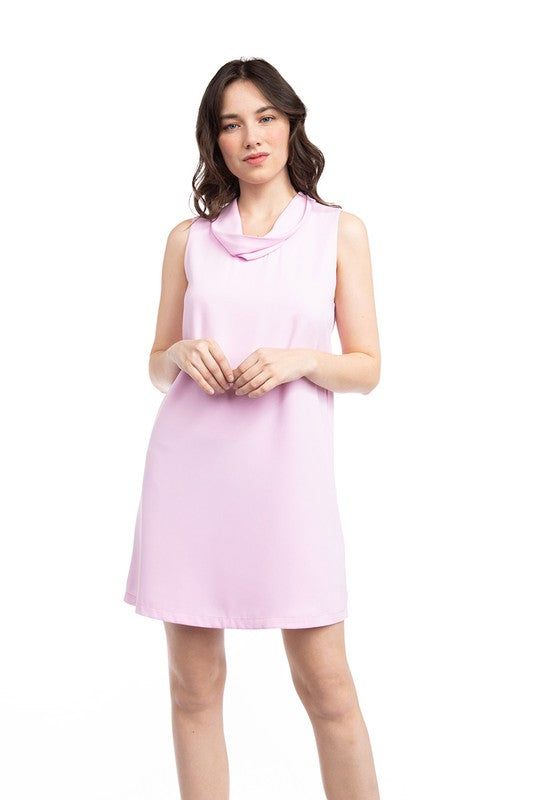 Rollover Neck Shift Dress Purple Dove
