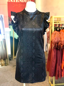 Metallic Snake Patterned Dress Black