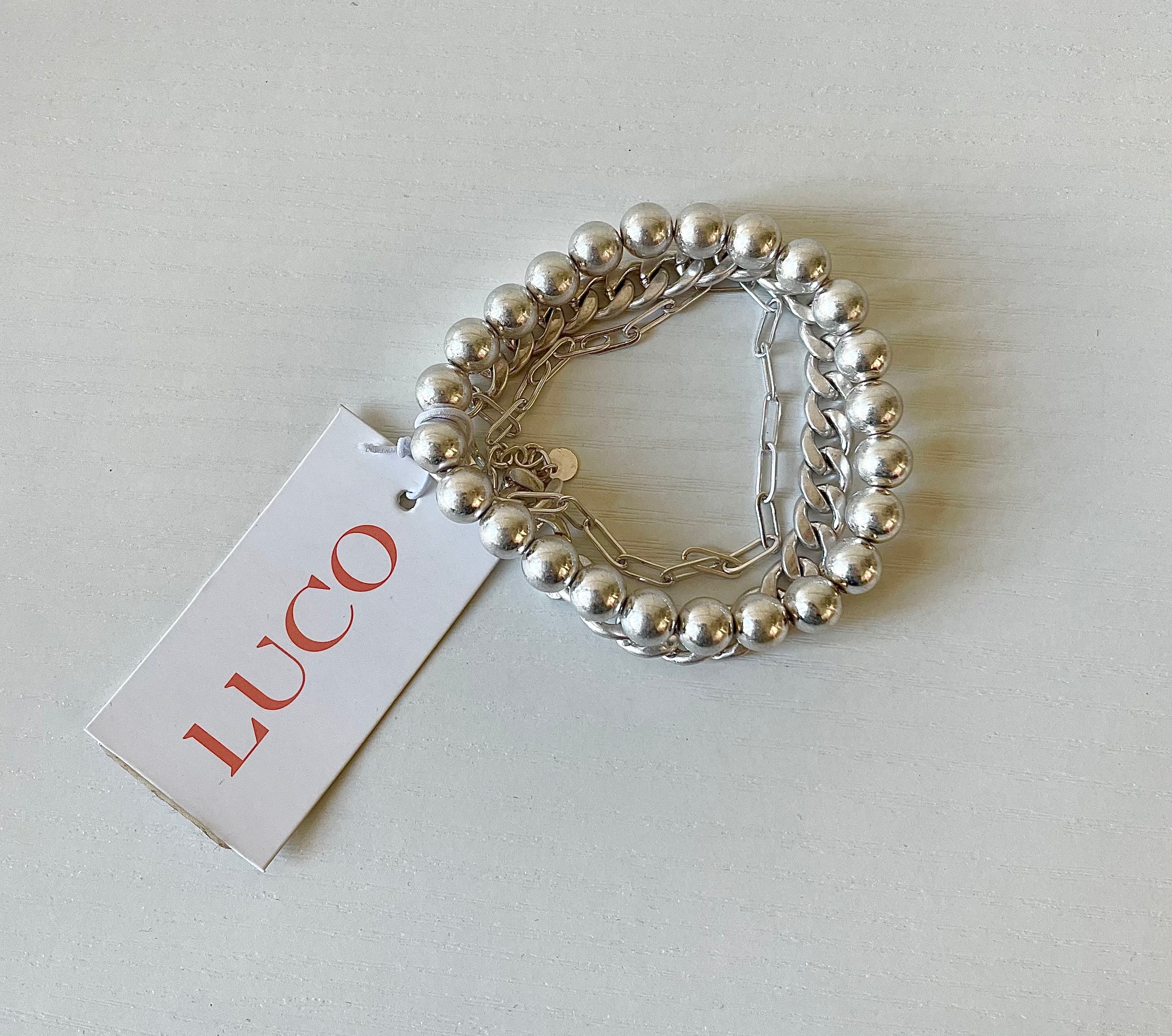 Mixed Chain Bracelet Matte Silver