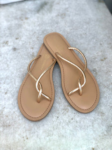 Camisha Flat Leather Sandal Gold