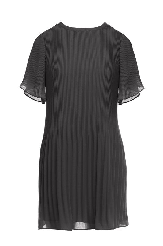 Pleated Mini Dress Black
