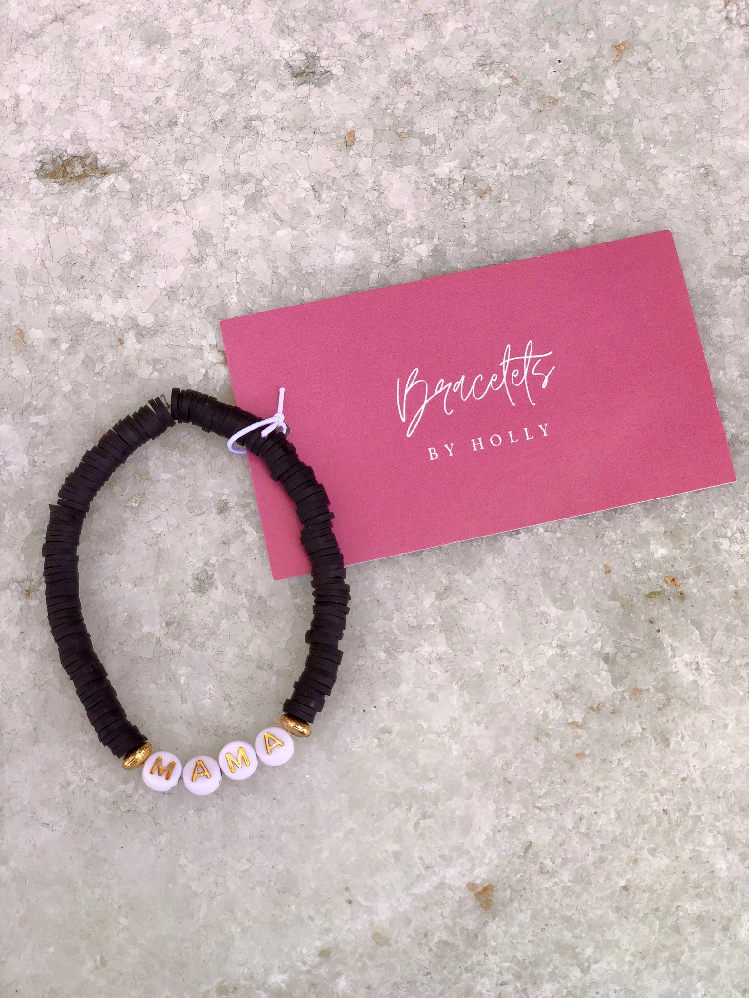 BBH Heishi With Letters Bracelet Black/Mama