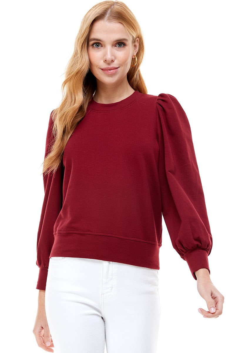 Puffy Sleeve Sweater Burgundy