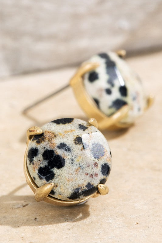 Stone Stud Earrings Dalmatian