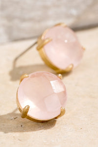 Stone Stud Earrings Rose Quartz