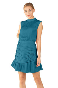 Mock Neck Ruched Bottom Dress Bluemine