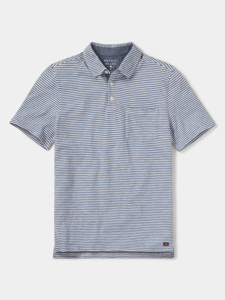 Vintage Slub Pocket Polo — Blue Stripe