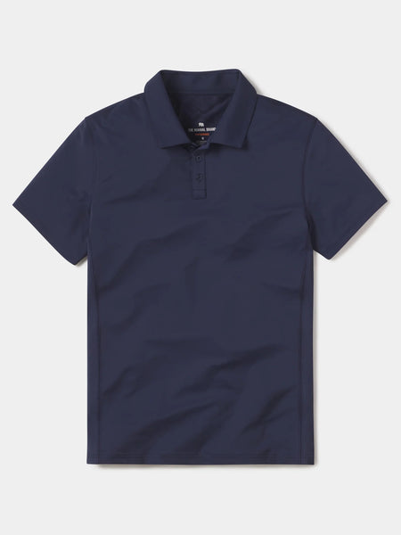 Crossback Seamed Performance Polo — Navy