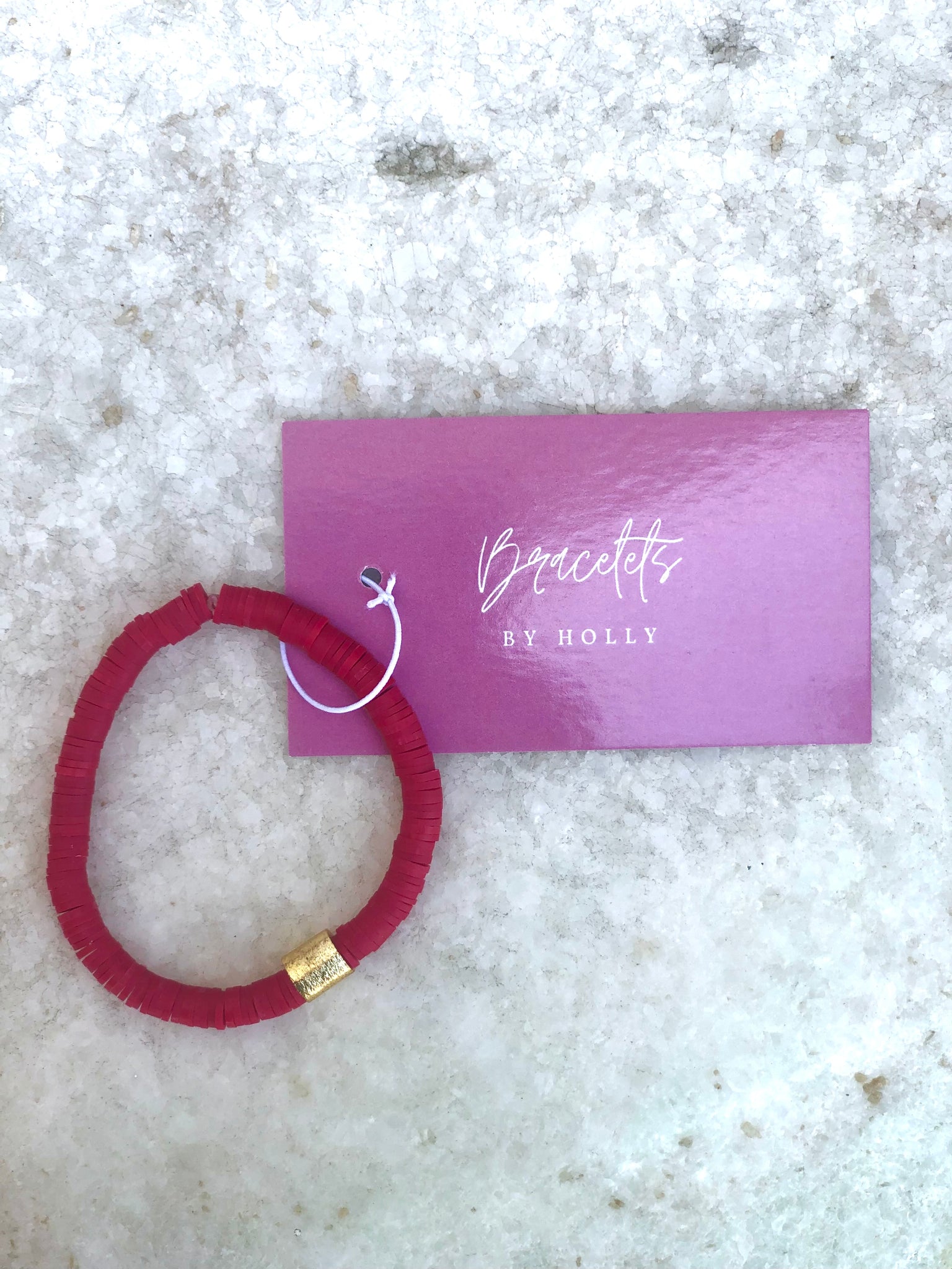 BBH Heishi Bracelet Red