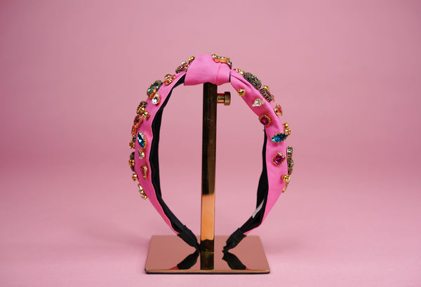 Vintage Crystal Headband Pink
