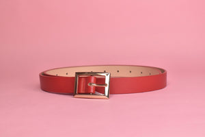 Square Buckle Belt Red