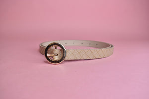 Small Circle Buckle Braided Belt Med Taupe
