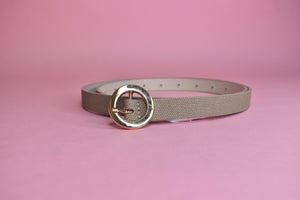Small Circle Buckle Textured Belt Dark Taupe