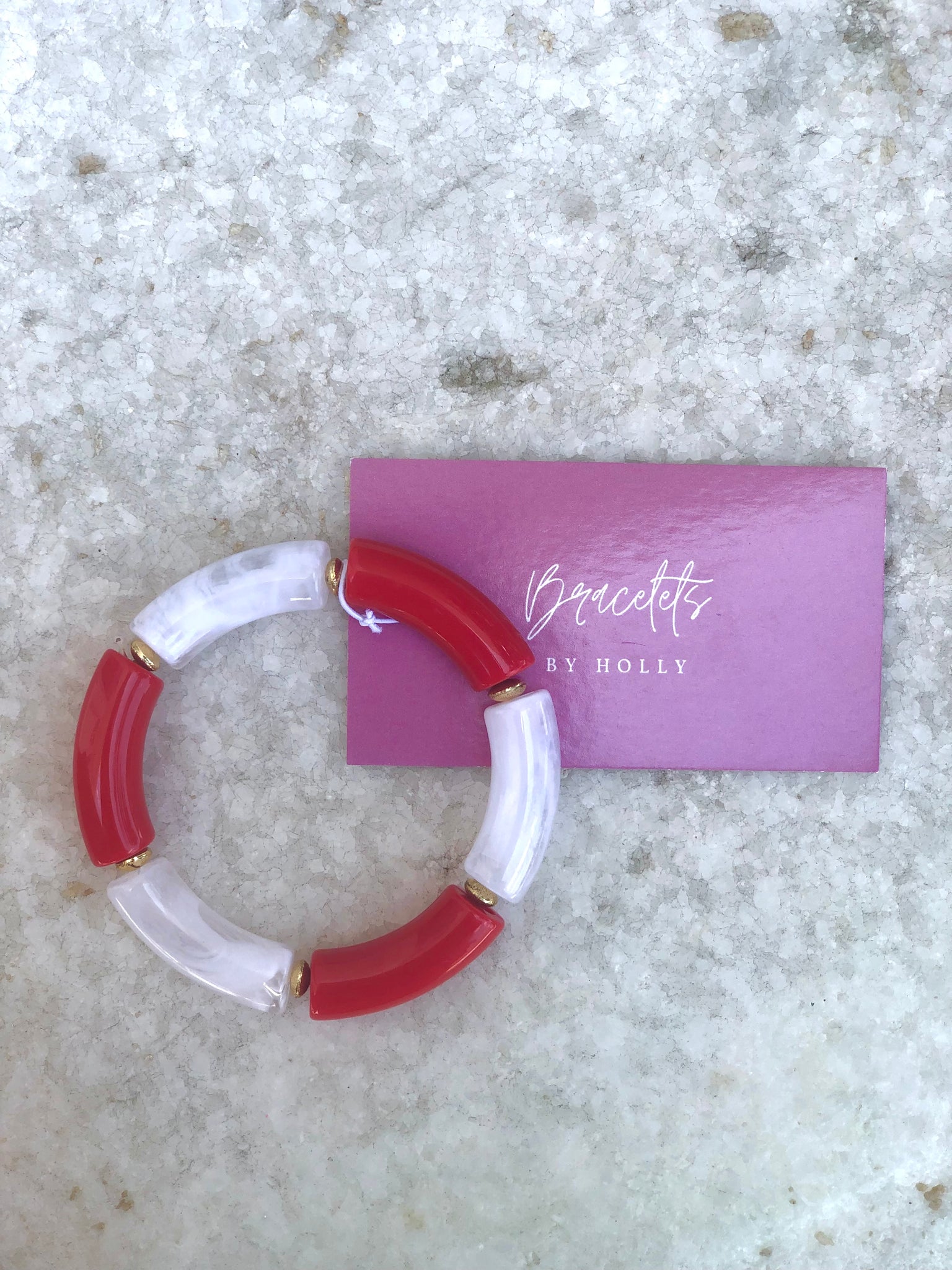 BBH Large Acrylic Bracelet Red/White