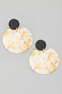Gold Flakes Circle Disc Earrings WH