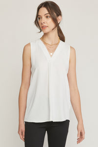 V-Neck Sleeveless Top Ivory