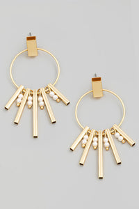 Circle Bar Fringe Earrings Gold