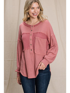 Waffle Knit Top Mauve