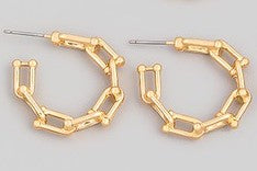 Small Chain Hoop Earring Gold