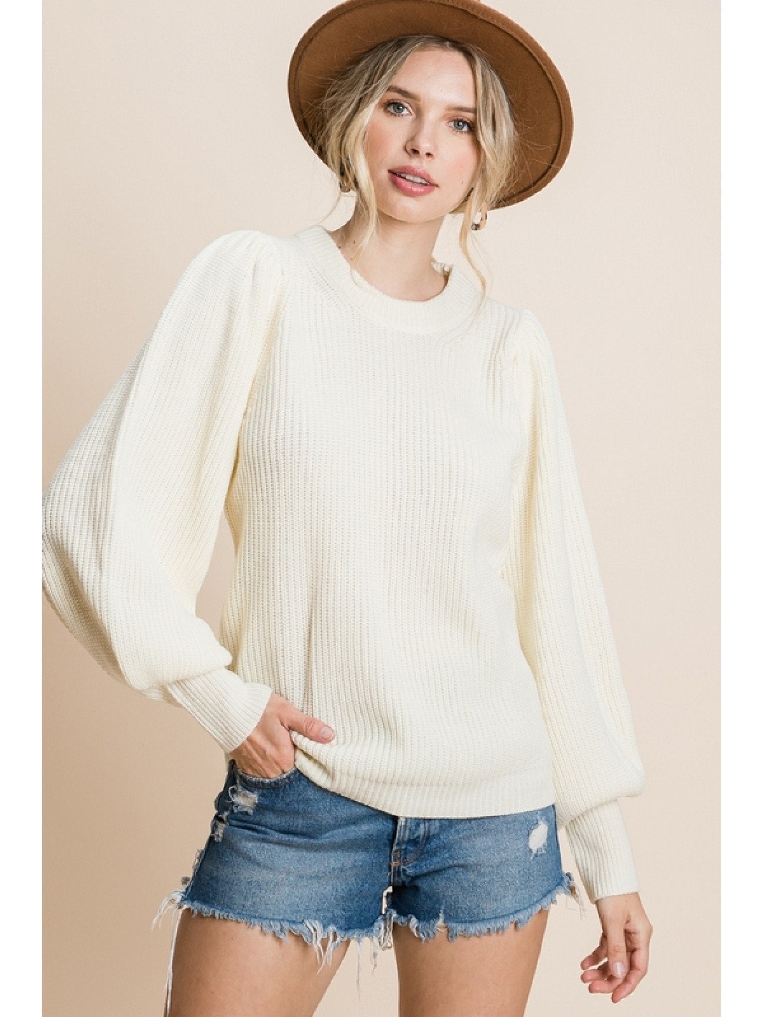 Balloon Sleeve Sweater Ivory