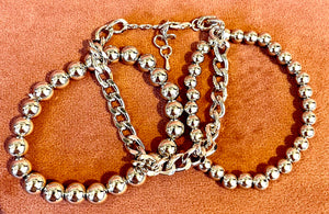 Ball & Chain 3 Bracelet Set Silver