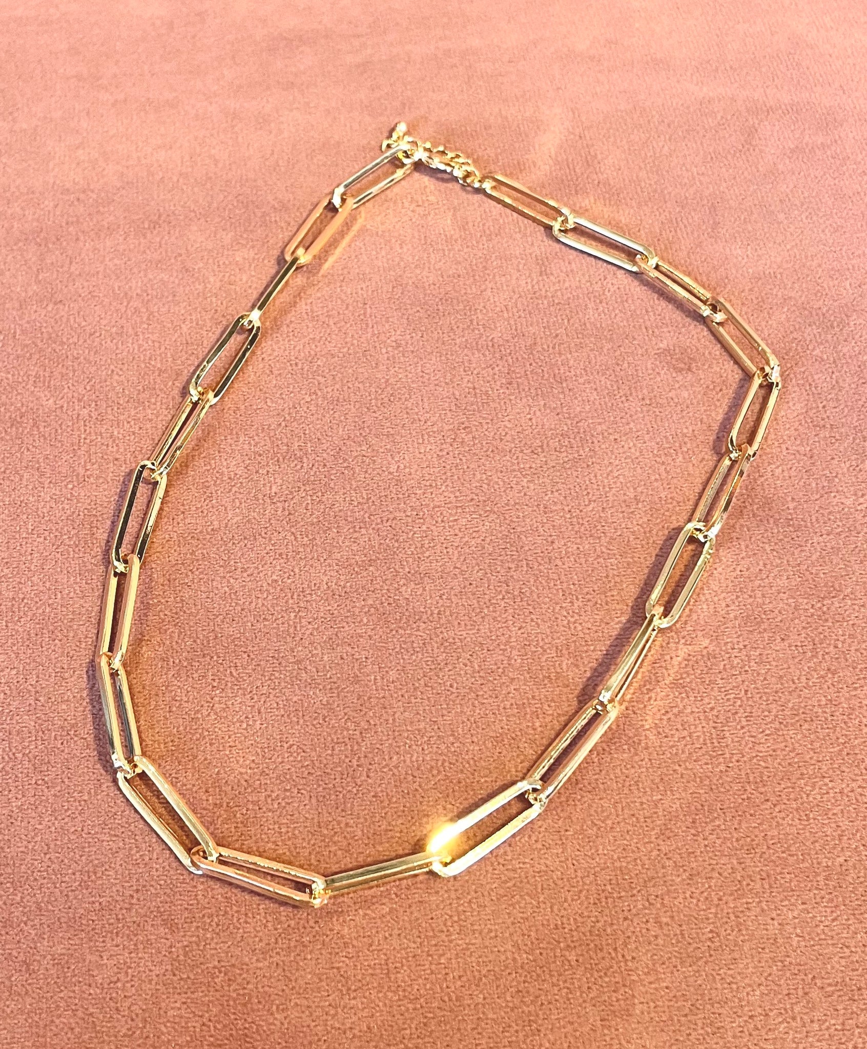 Paperclip Link Necklace Gold