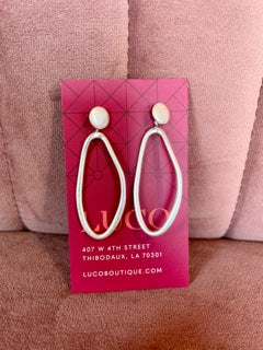 Long Oval with Stud Earring Silver