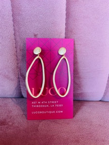 Long Oval with Stud Earring Gold