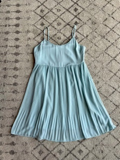 Strappy Pleated Mini Dress Blue Cool
